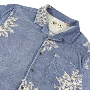 Howler Brothers XL Terry Cloth Jacquard Shirt Blue Floral Heed The Call Cabana